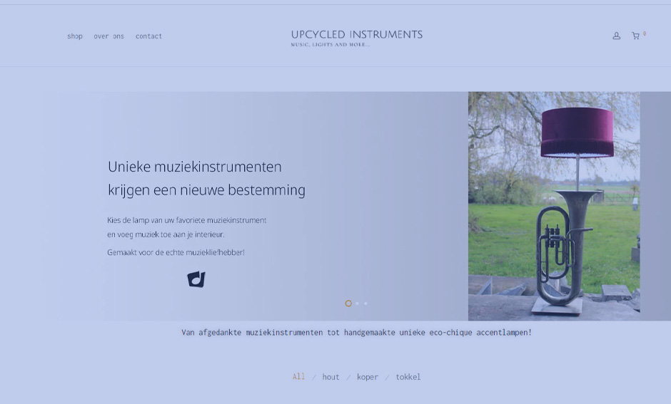 Printscreen van de website van ucycledinstruments.be