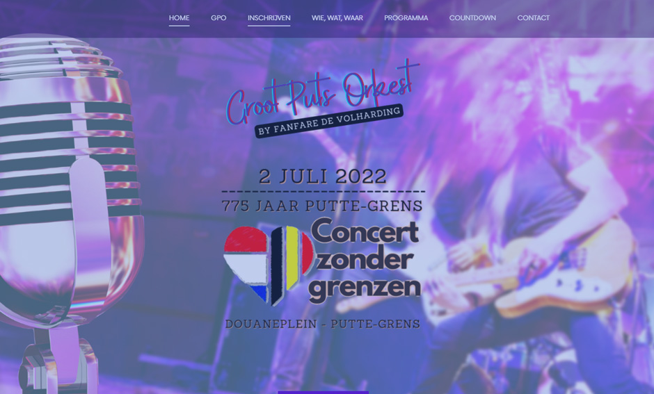 Printscreen van de website van grootputsorkest.nl